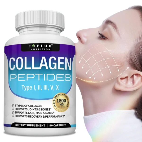 Collagen Peptides 1800mg - Hair and Skin Health, Anti-Aging